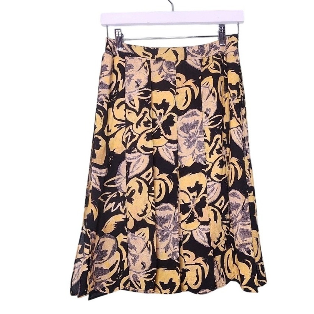 Who What Wear‎ Car Wash Skirt Yellow Black Floral Flowy Lined